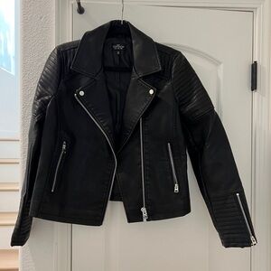 Topshop moto leather jacket - black - US 8